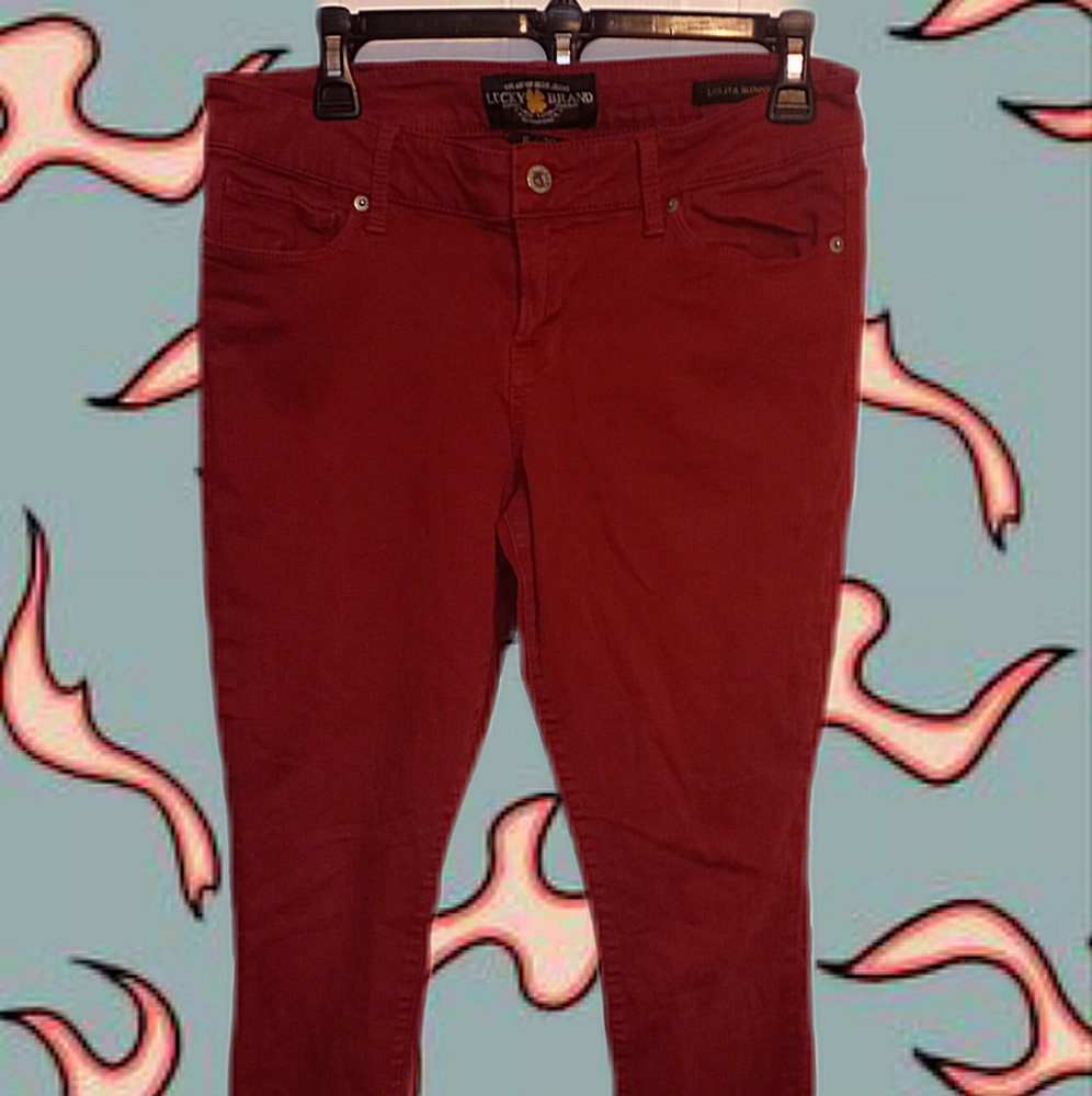 Red lucky jeans